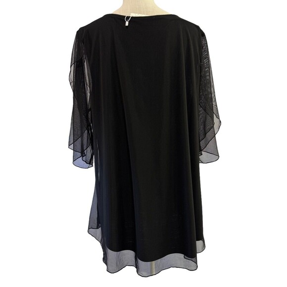Sese Code Womens Ruffle 3/4 Sleeve Mesh Loose Black Size‎ 2XL Top New Lined - Picture 3 of 7